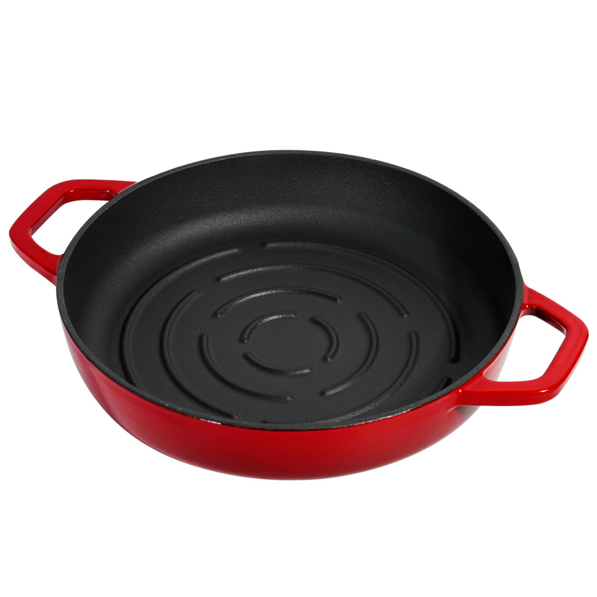 Cast Iron Bread Oven With Cloche Lid for Baking - Red Enameled Dutch Oven With Dome Lid for Sourdough - 5 qt