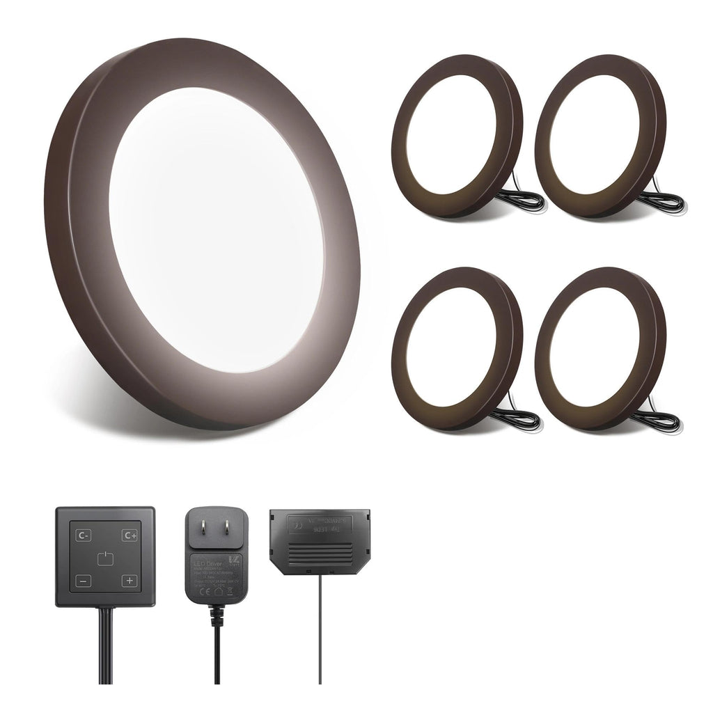Wired LED Puck Lights, 4 Pack, Plug-in Under Cabinet Lighting