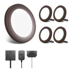 Wired LED Puck Lights, 4 Pack, Plug-in Under Cabinet Lighting
