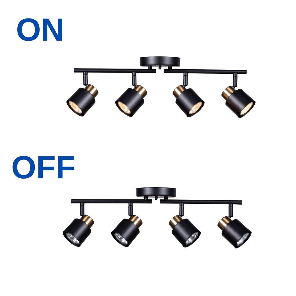 4 Light Track Lighting Kit, Matt Black Brass Finish Adjustable with Moden Flush Mount Ceiling Spotlight Improvement