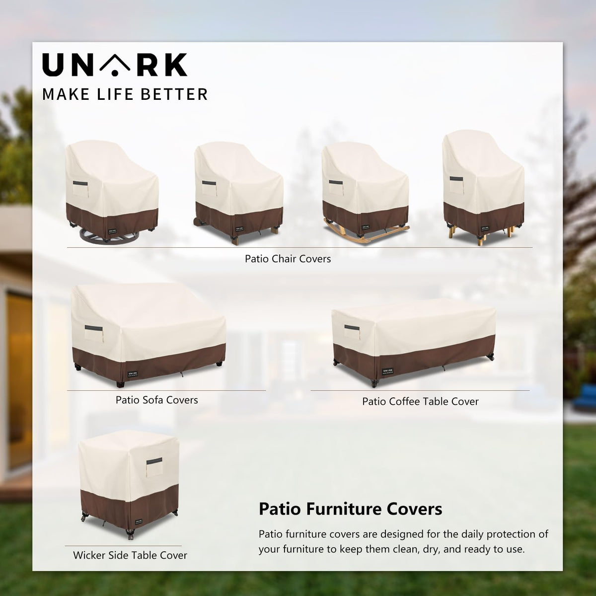 Swivel Patio Chair Cover 4 Pack, 600D Waterproof Heavy Duty Outdoor Chair Cover, Patio Furniture Covers, Outdoor