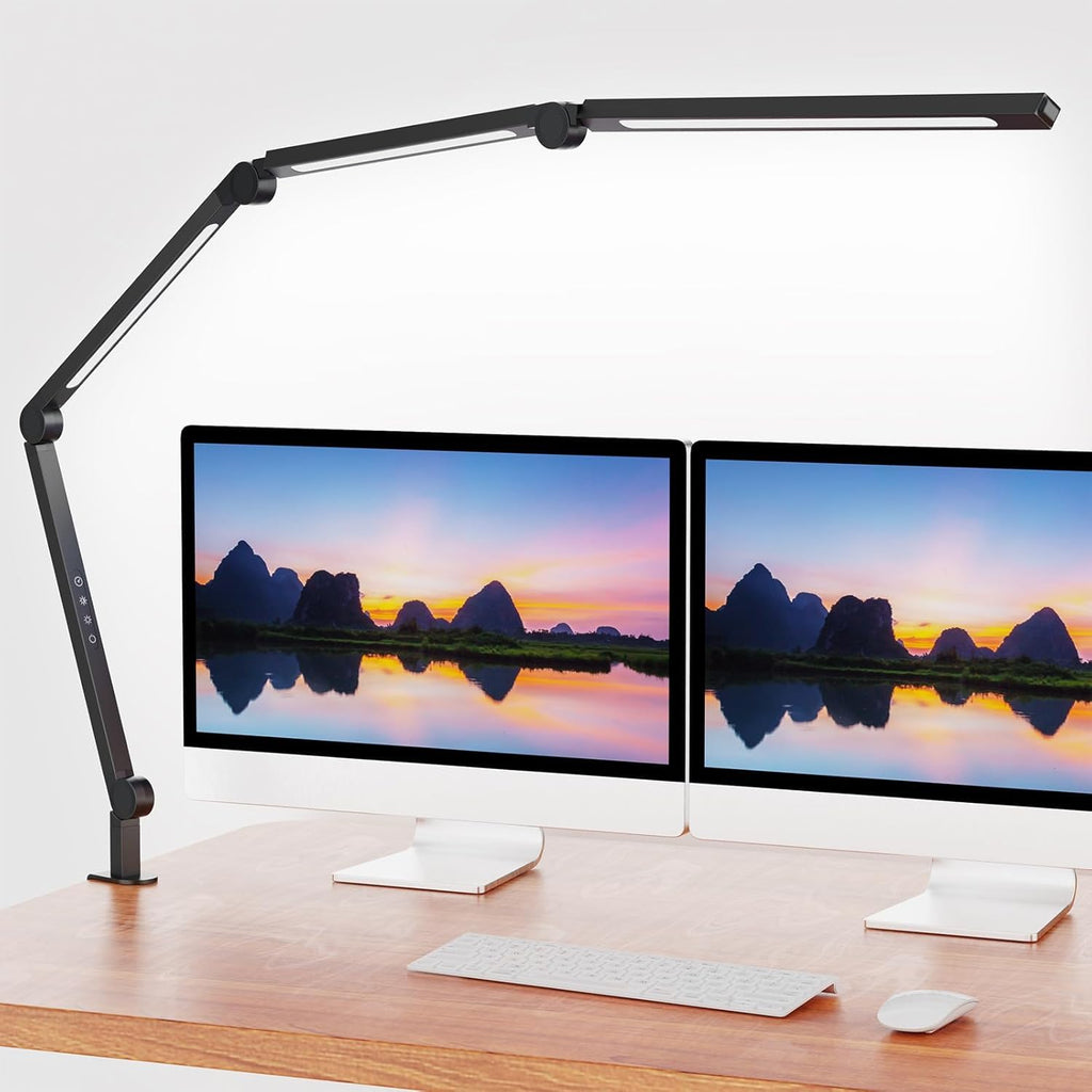 Bright LED Desk Lamp with Clamp,Eye Caring Architect Led Desk Lights with Adjustable Swing Arm Home,Dimming