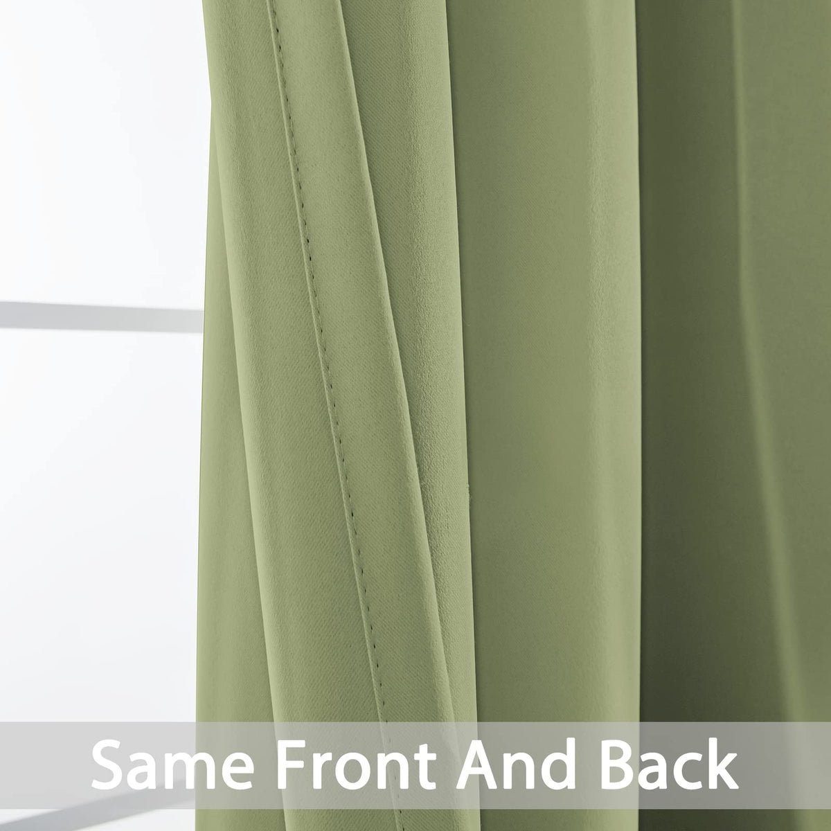 Blackout Curtains 38x84 inch Sage Green Thermal Drapes-Bedroom