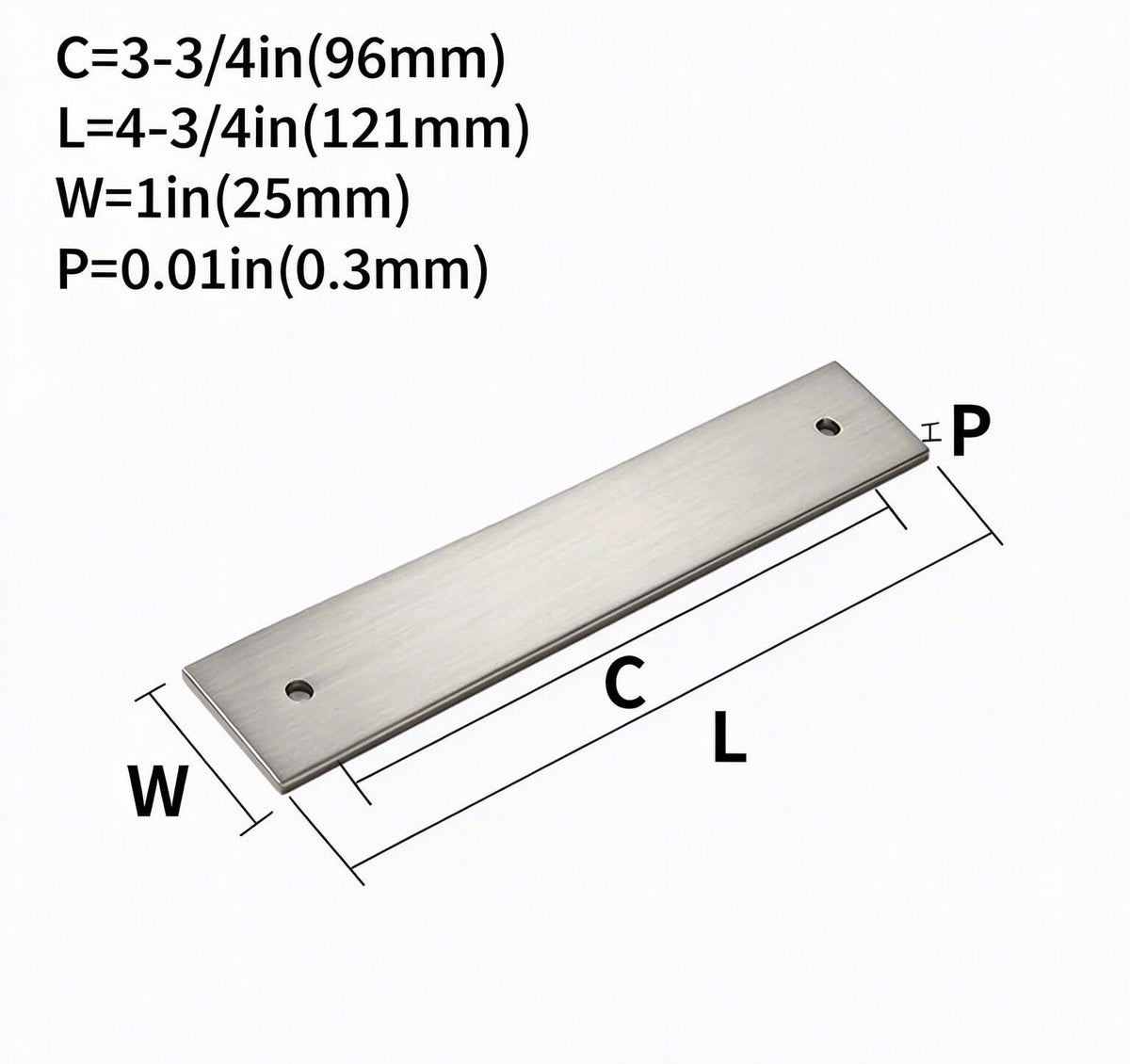 5 Pack 4-3/4"Square Backplate 3-3/4" 96mm Center-Center, Brushed Satin Nickel Backplate for Pulls