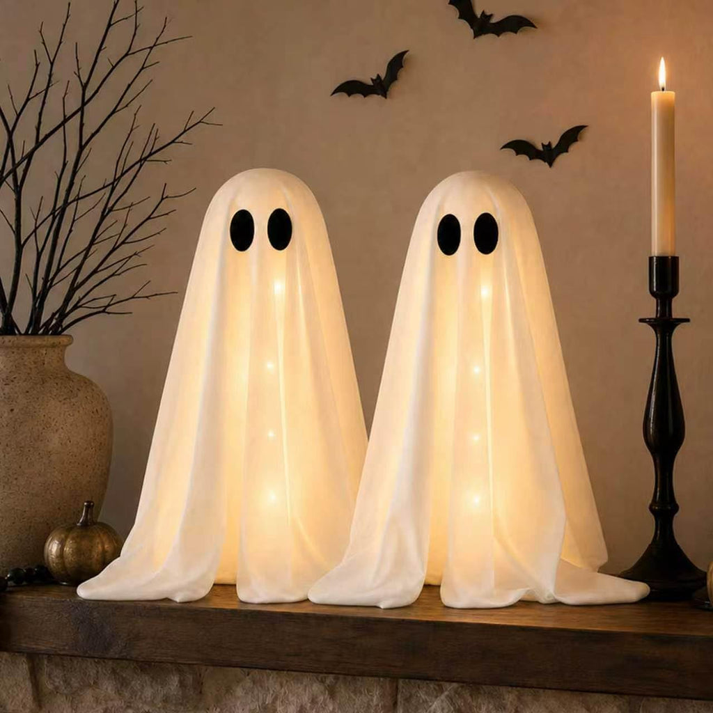 Halloween Decorations -2 Packs Spooky Light Up Ghosts with Lights - Set of 2
