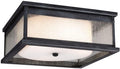 Pediment Outdoor Flush Mount Ceiling Lighting, Bronze, 2-Light (13"W x 6"H) 80watts