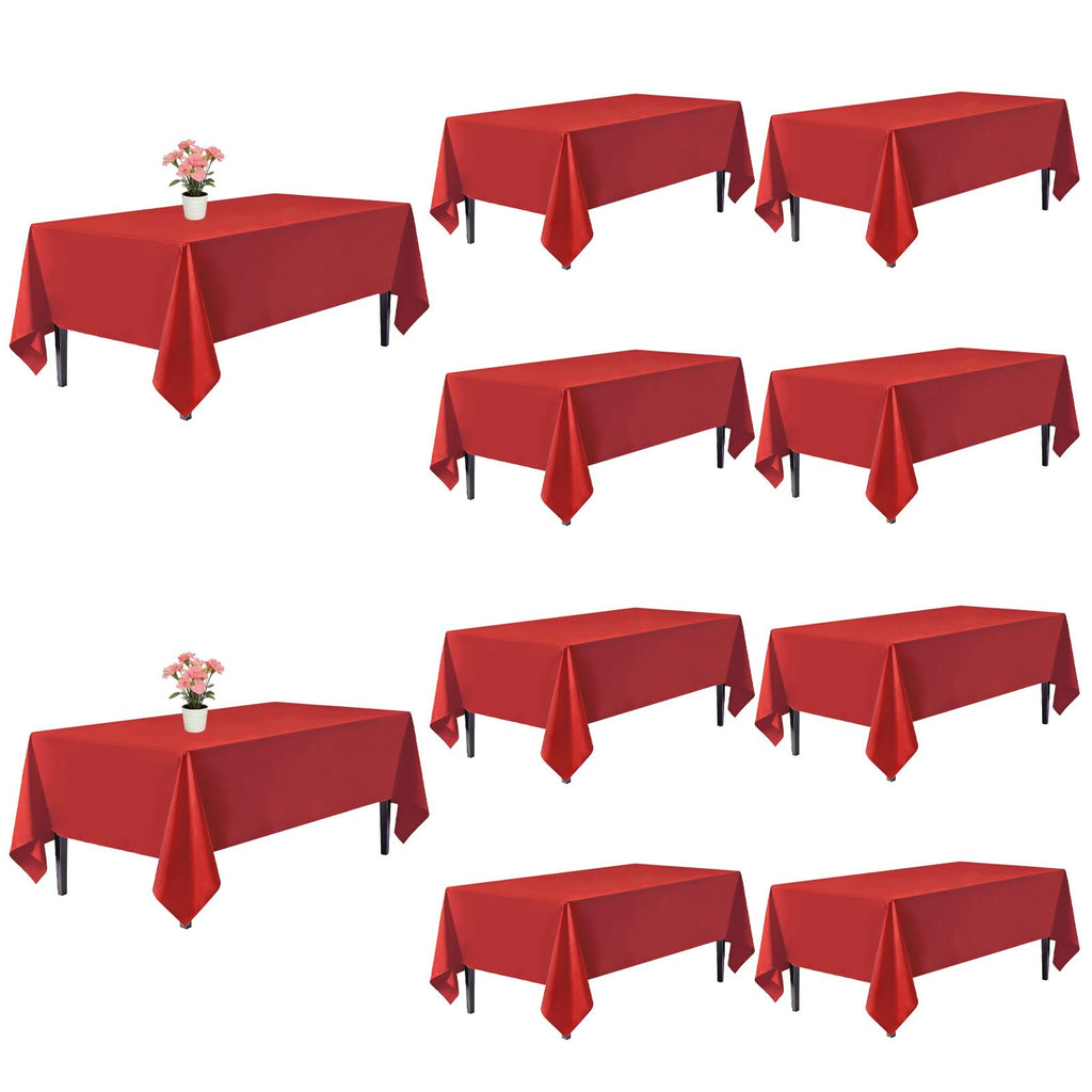 10 Pack Red Tablecloth 60 x 102 Inch for 6 Foot Rectangle Tables