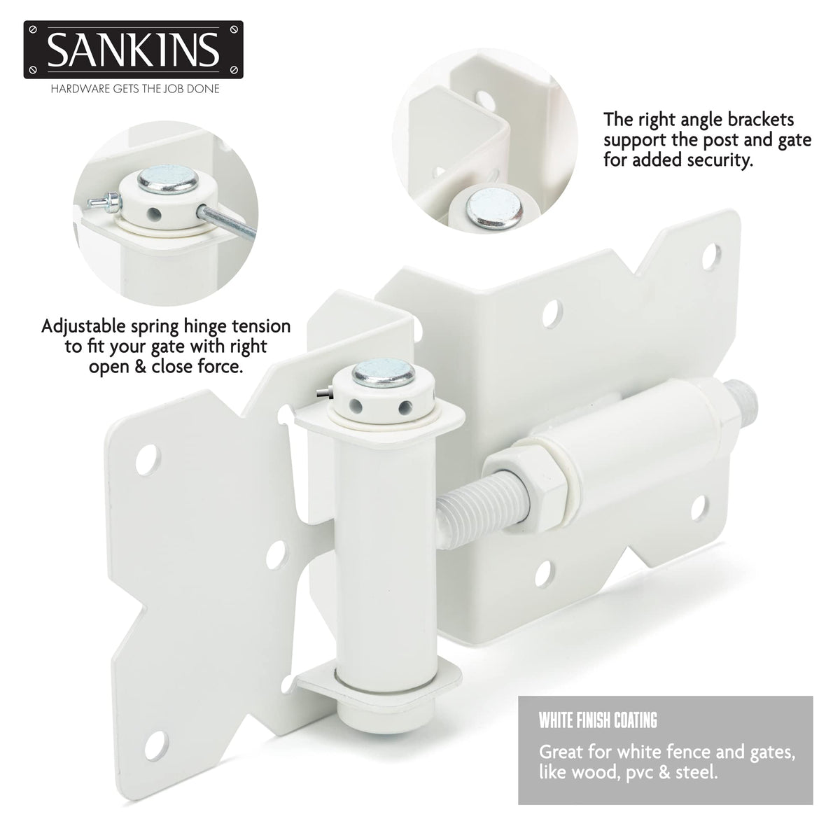 Self Closing Gate Hinges Heavy Duty, 90 Degree Adjustable, 4Pcs