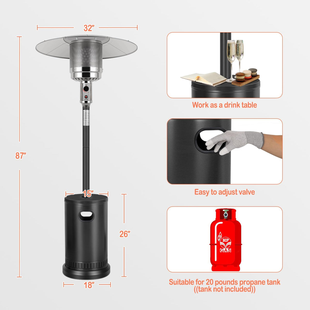 50, 000 BTU, Propane Patio Heater