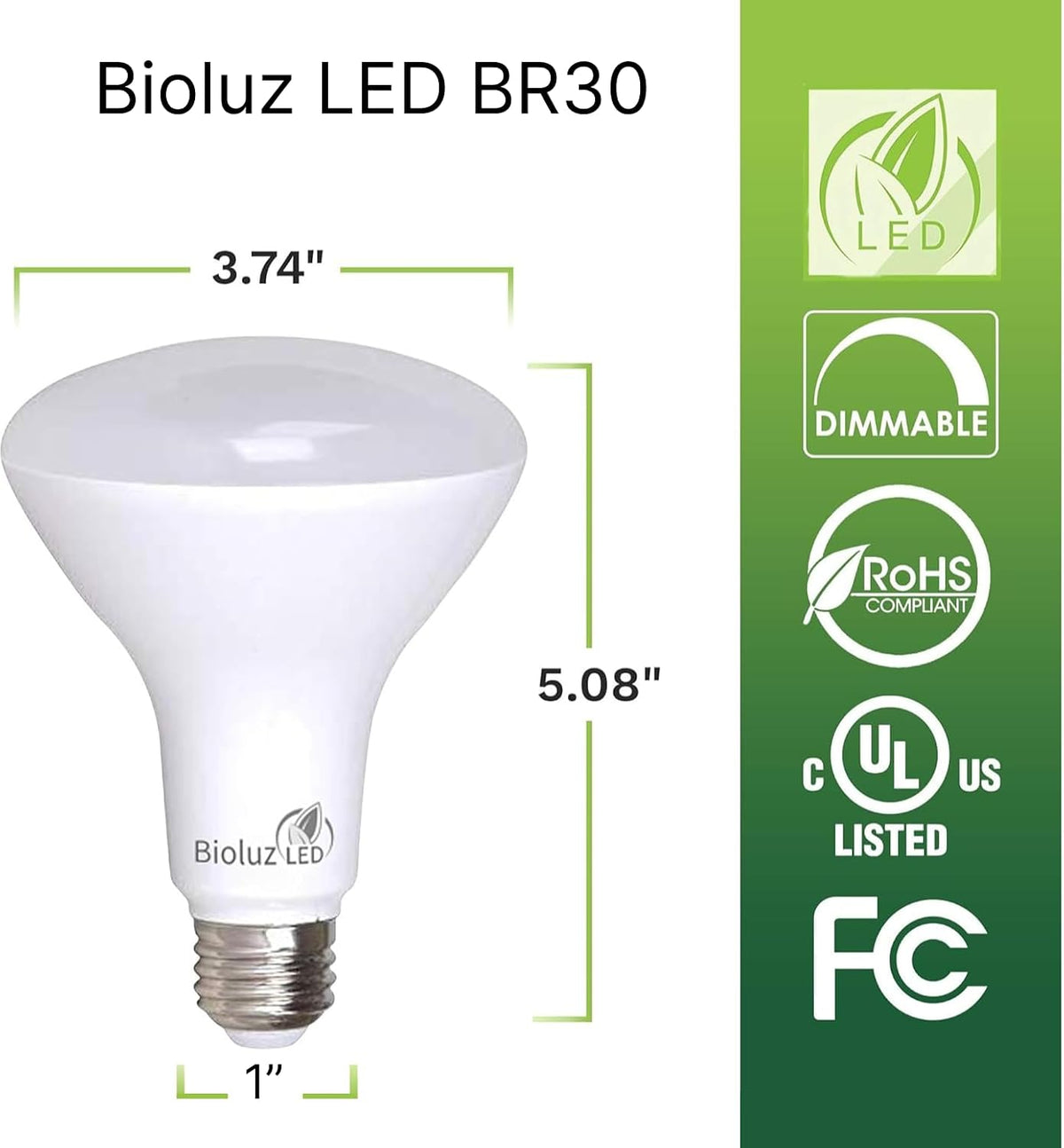 10 Pack BR30 LED Bulbs, Indoor Flood Lights 90+ CRI 75W Equivalent uses 9.5W 2700K Warm White 850 Lumens, E26 Base