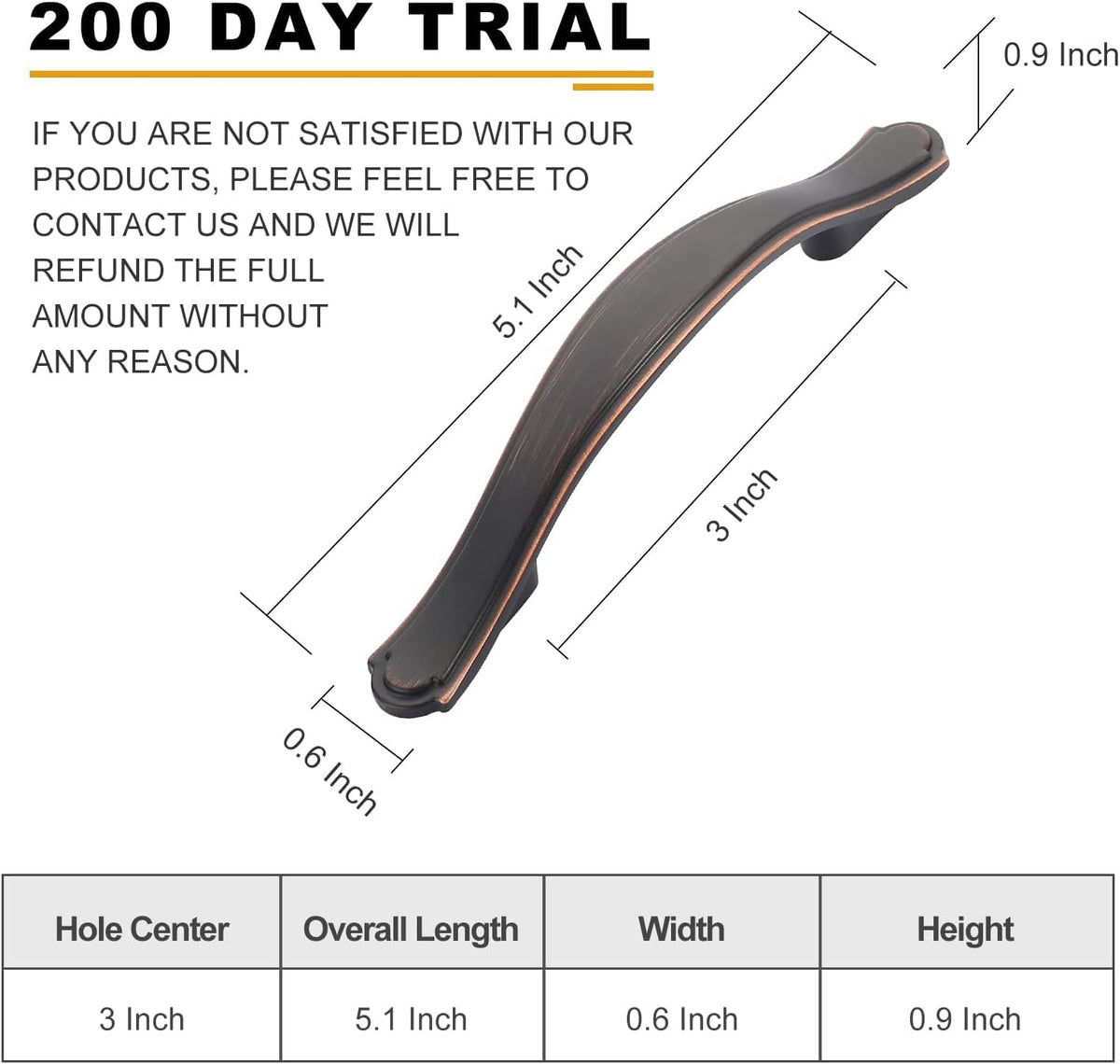 6 Pack Oil Rubbed Bronze Kitchen Cabinet Handles Cabinet Pulls 3 inch Hole Center Cabinet Hardware Drawer Handles for