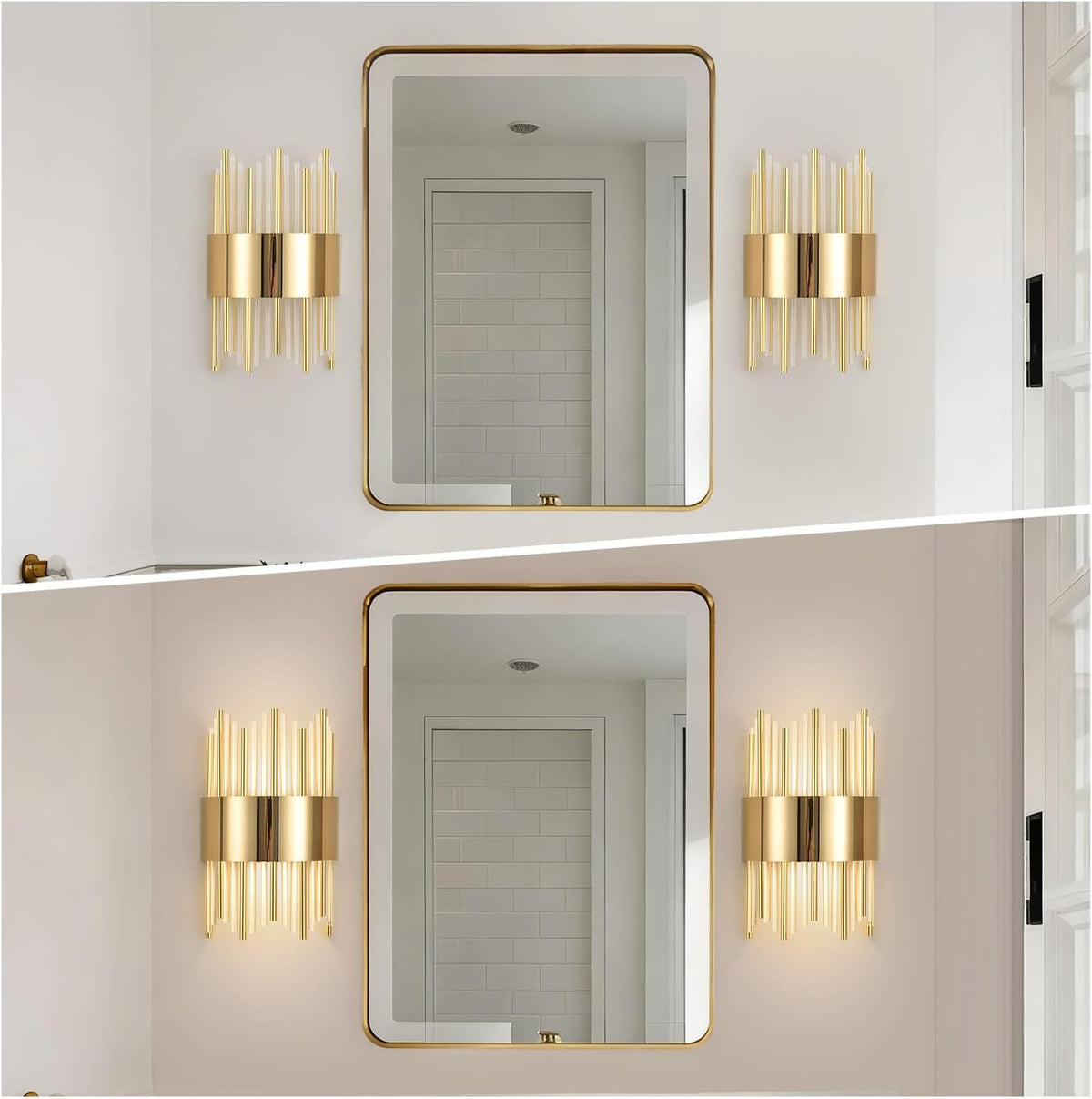 Crystal Sconces Wall Lighting, LED Modern Crystal Wall Sconces Set of Two, Art Deco Wall Sconce, Art Deco Sconce, for Bedroom, Living Room, Dining Room, LED 32W with Light Source,3000K