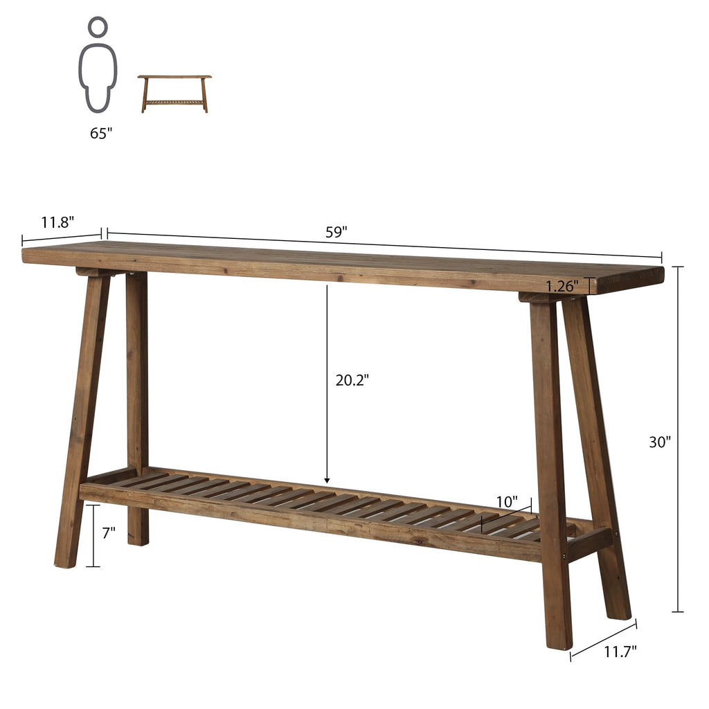 Reclaimed Solid Wood Console Table, 59" Farmhouse Entryway Tables