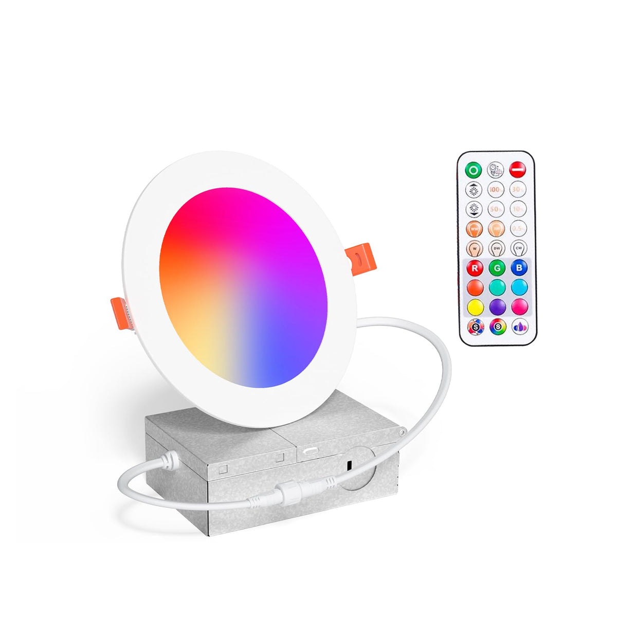 Recessed Lighting 4 Inch RGBCW Color Changing 12W LED Downlights with Junction Box,1080Lumens Canless LED Recessed