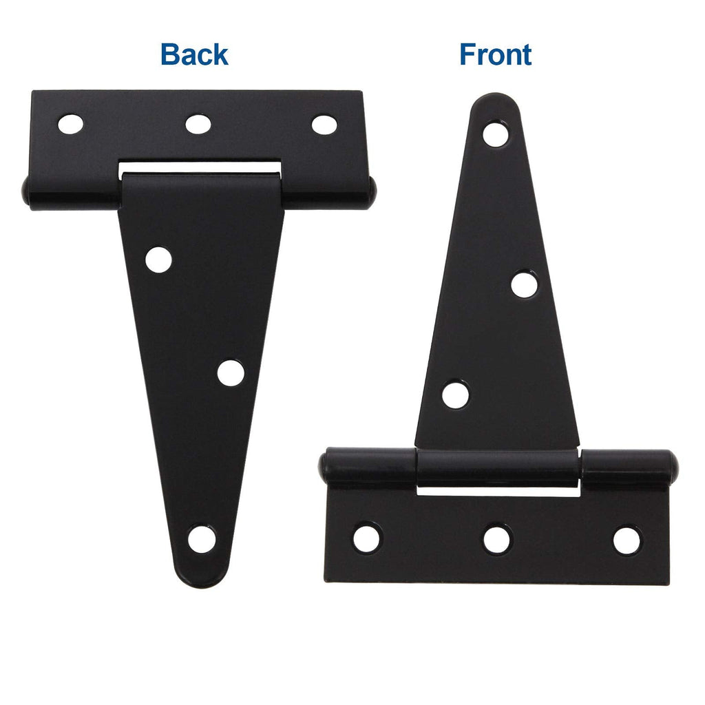 10 Pack T-Strap 4 Inch Heavy Duty Tee Hinge Black Barn Door Gate Hinges for Wooden Fences Strap Garden Door Wrought
