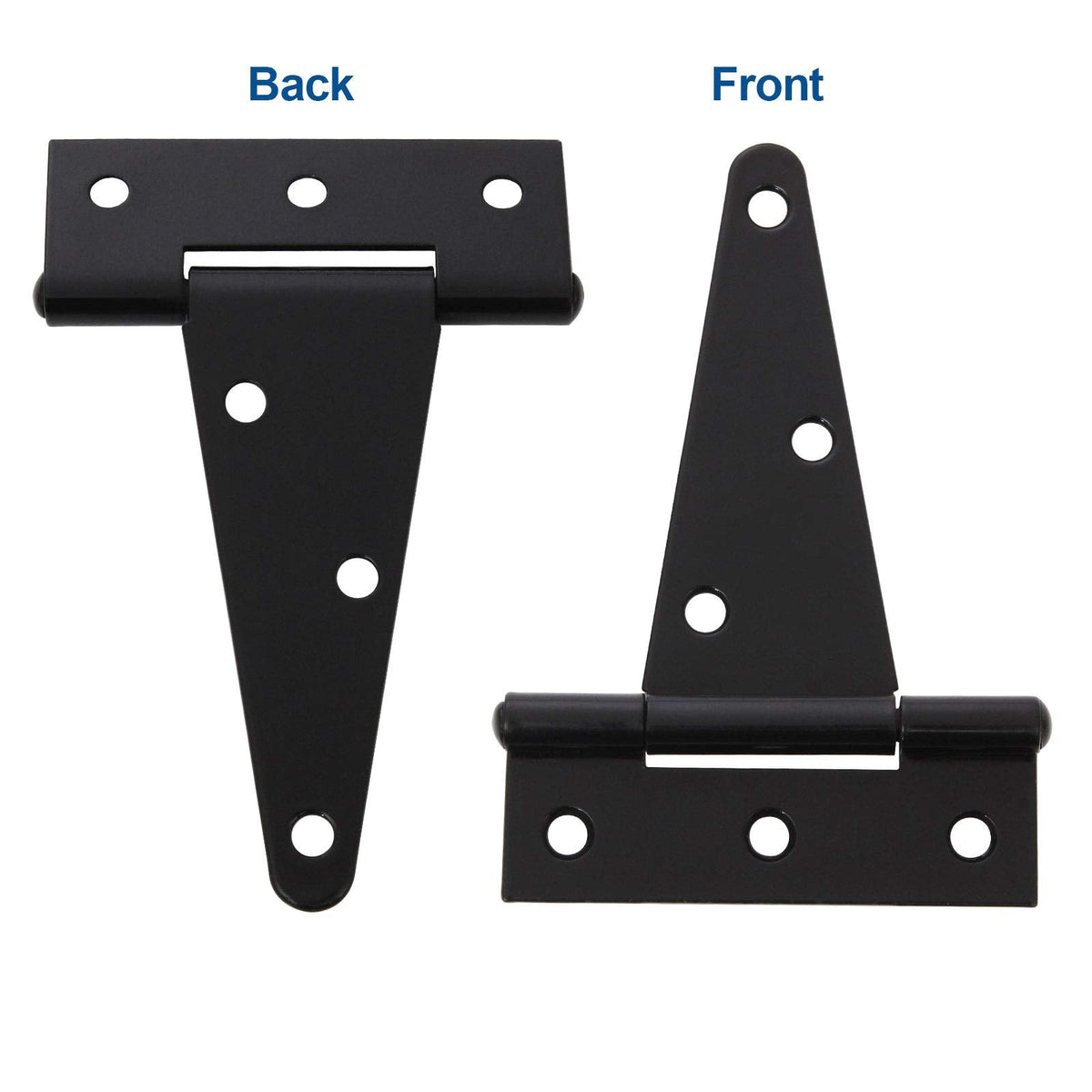 10 Pack T-Strap 4 Inch Heavy Duty Tee Hinge Black Barn Door Gate Hinges for Wooden Fences Strap Garden Door Wrought