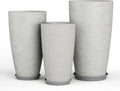 24, 21, 18 inch Tall Planters for Outdoor Plants, with Drainage Hole & Saucer, Set of 3 Tall Outdoor Planter for