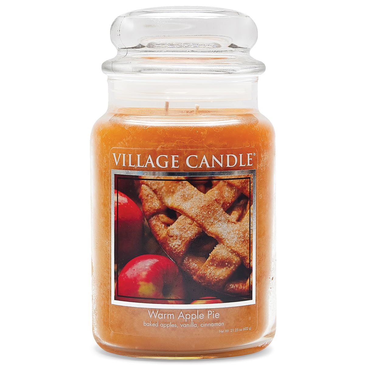Warm Apple Pie Large Glass Apothecary Jar Scented Candle, 21.25 oz, Brown