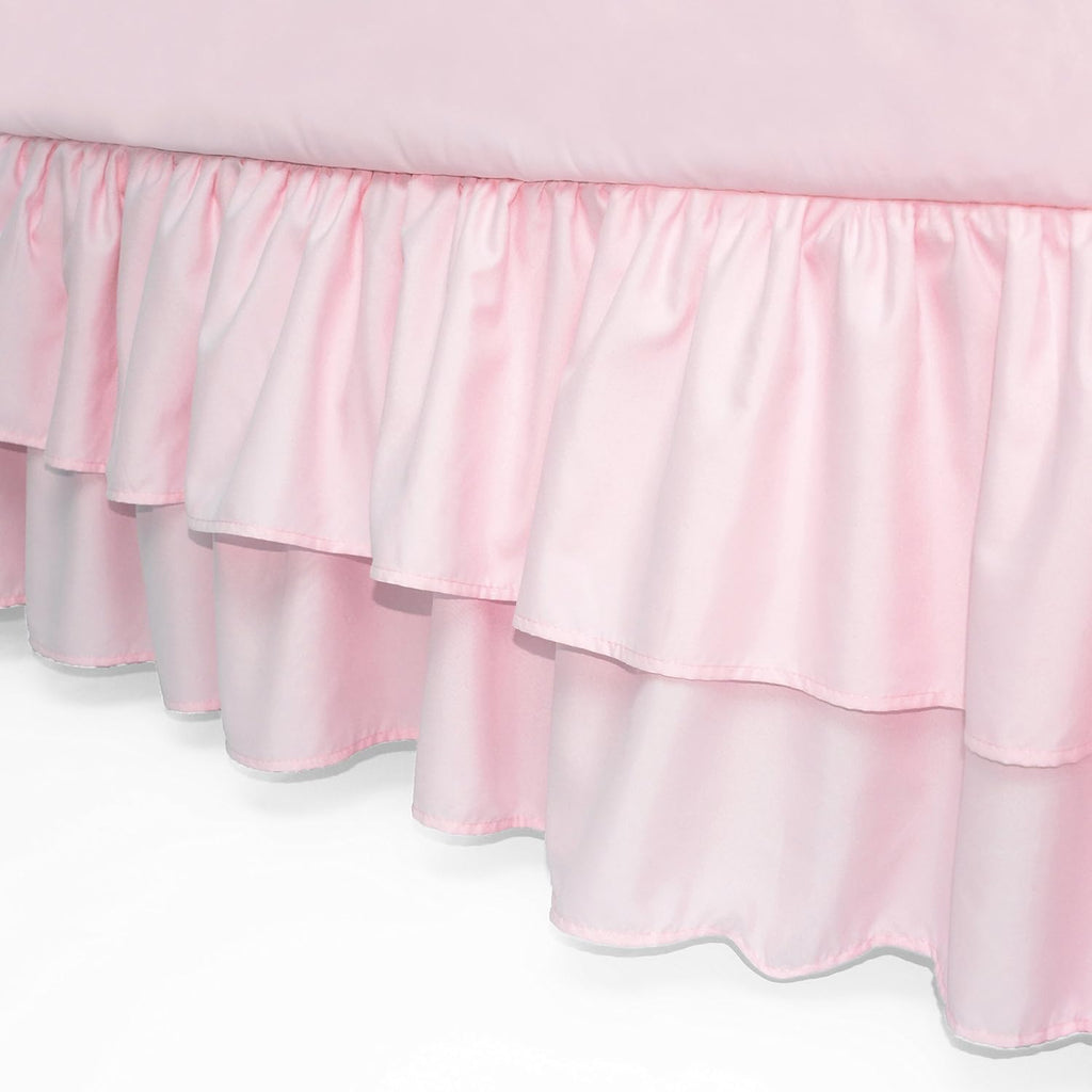 Double Layer Ruffled Crib Skirt, Blush Pink for Baby Girls, 1 Pack