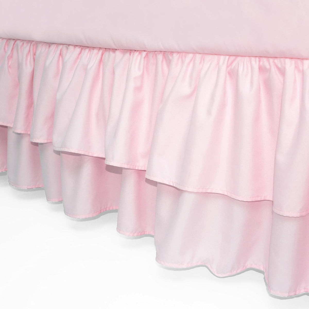 Double Layer Ruffled Crib Skirt, Blush Pink for Baby Girls, 1 Pack