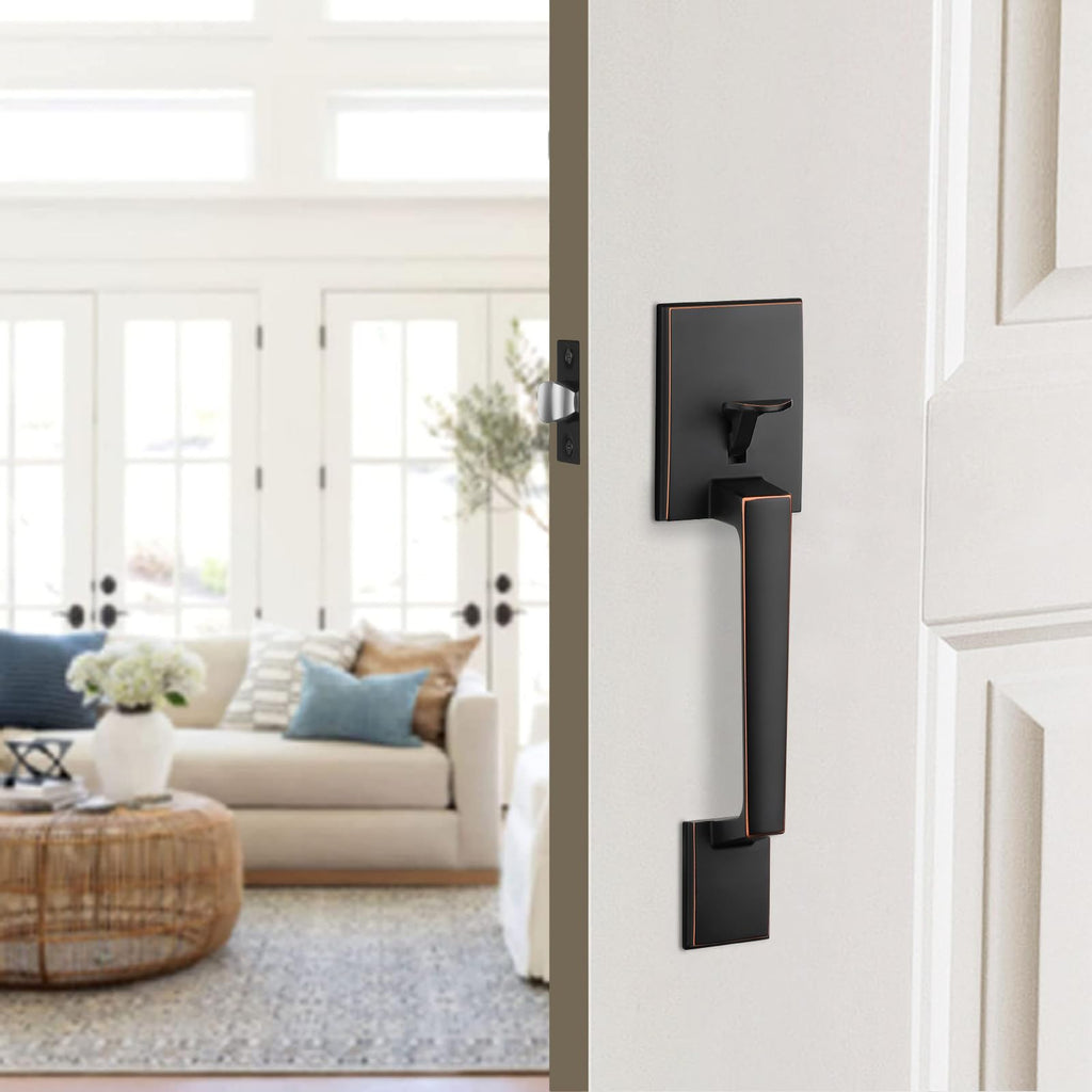 Oil Rubbed Bronze Front Door Handle Exterior Door Handle No Lock