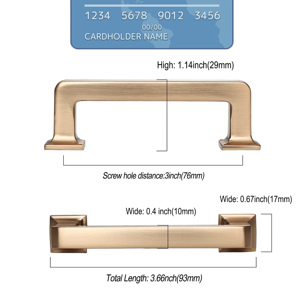 6 Pack 3 Inch Champagne Bronze Cabinet Handles,Kitchen Hardware