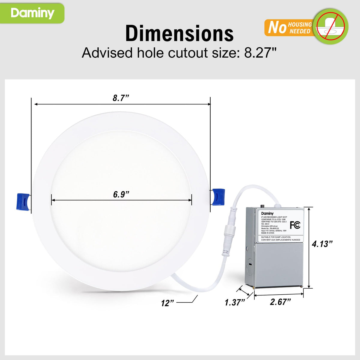 12 Pack 8 Inch LED Recessed Lighting, Canless Wafer Downlight