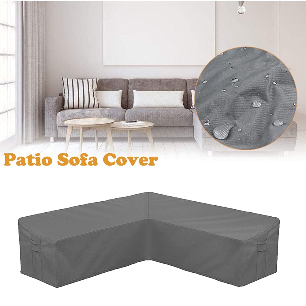 Patio Sofa Cover V-Shaped Sectional Furniture Cover Heavy Duty Outdoor Furniture Set Covers Waterproof Lawn Garden