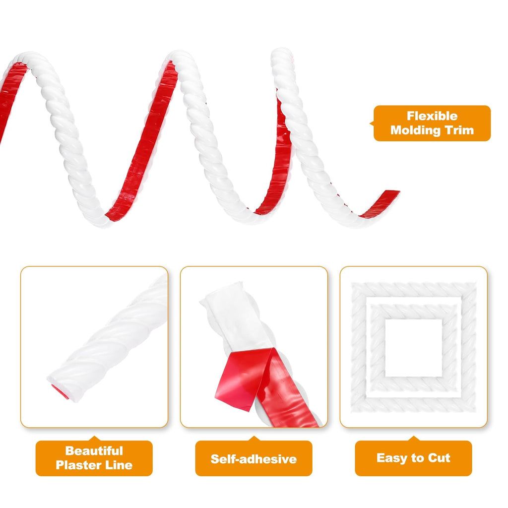 Peel and Stick Molding Trim for Walls 0.8" x 16 ft White