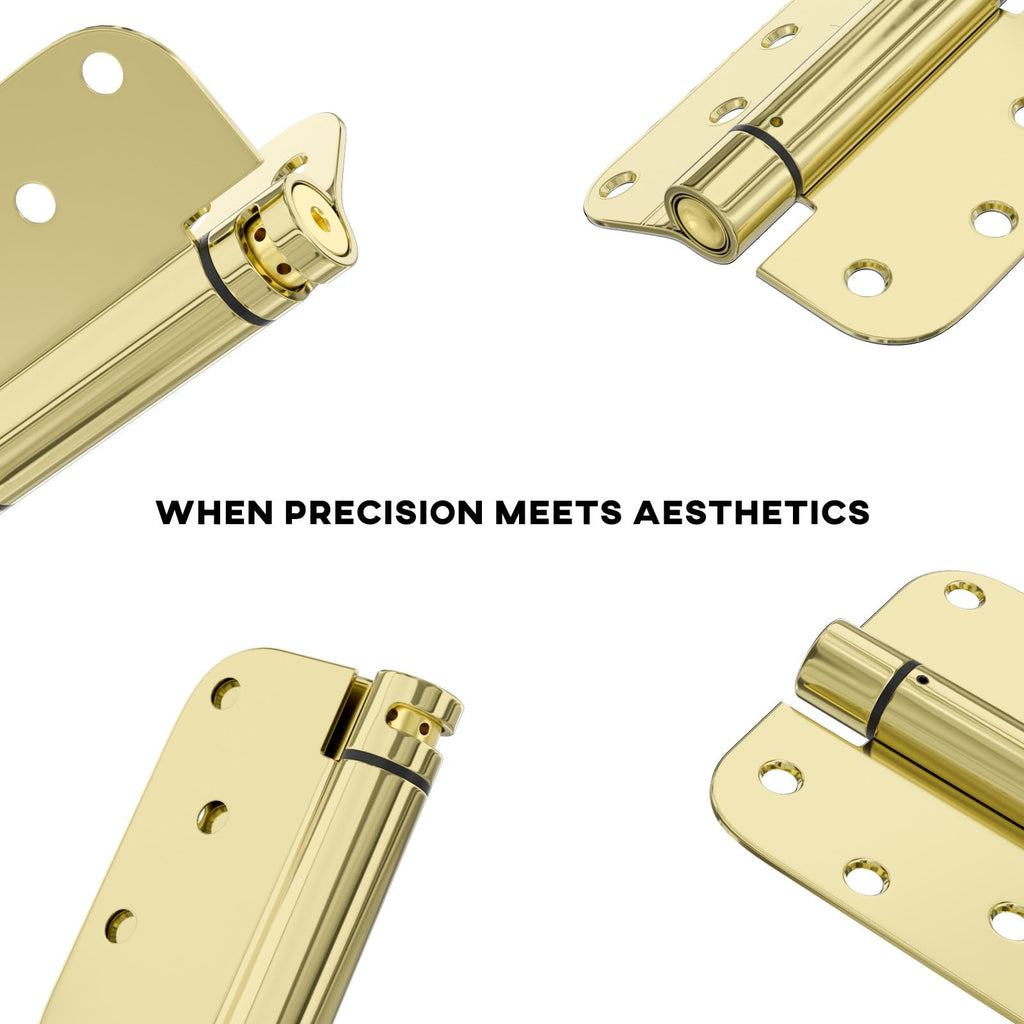 4 Pack Brass 4" Spring Door Hinges with 5/8" Radius Corners