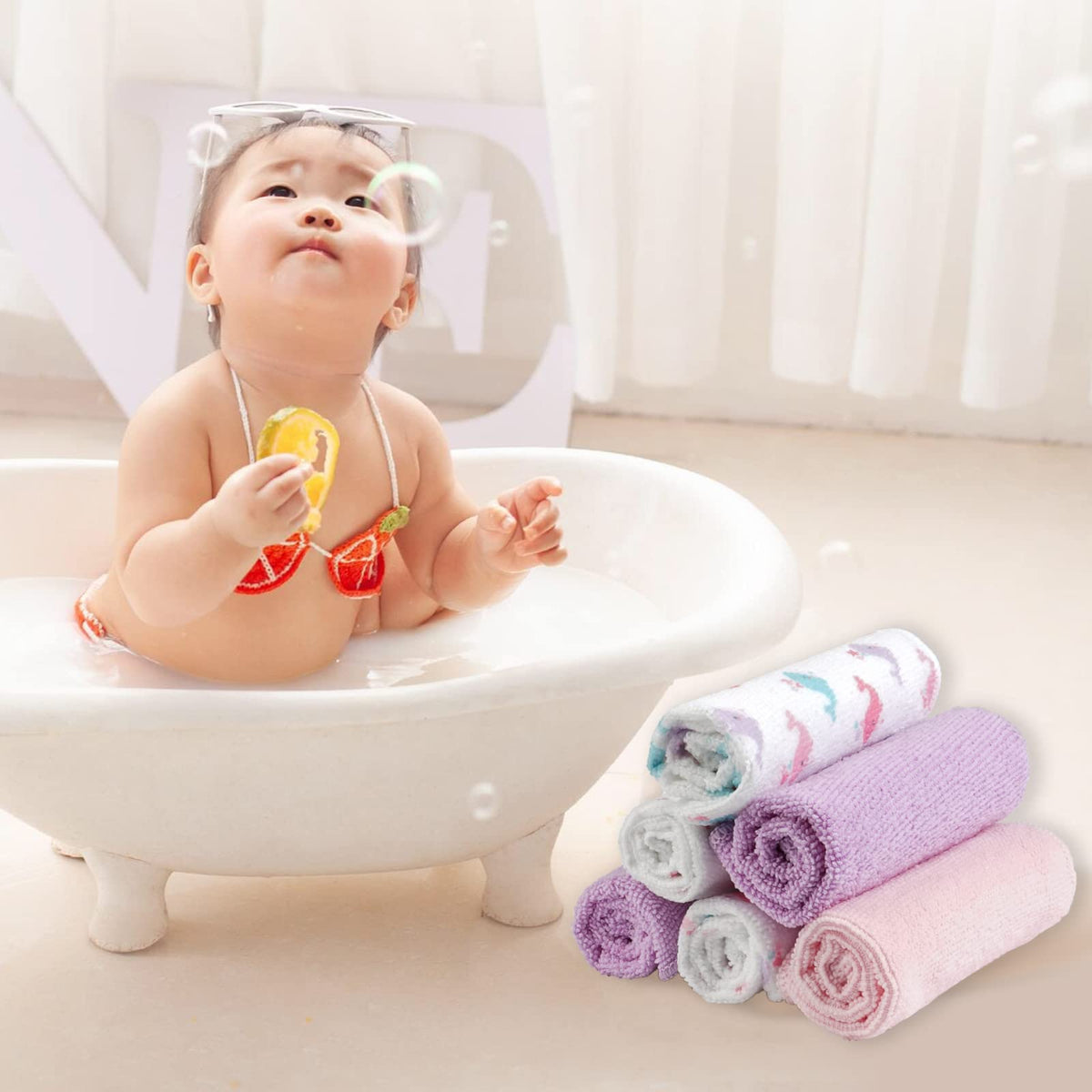 Baby Washcloths, 24Pack Baby Wash Cloths Extra Soft & Ultra Absorbent, Baby Towels and Washcloths Face Towel Unisex