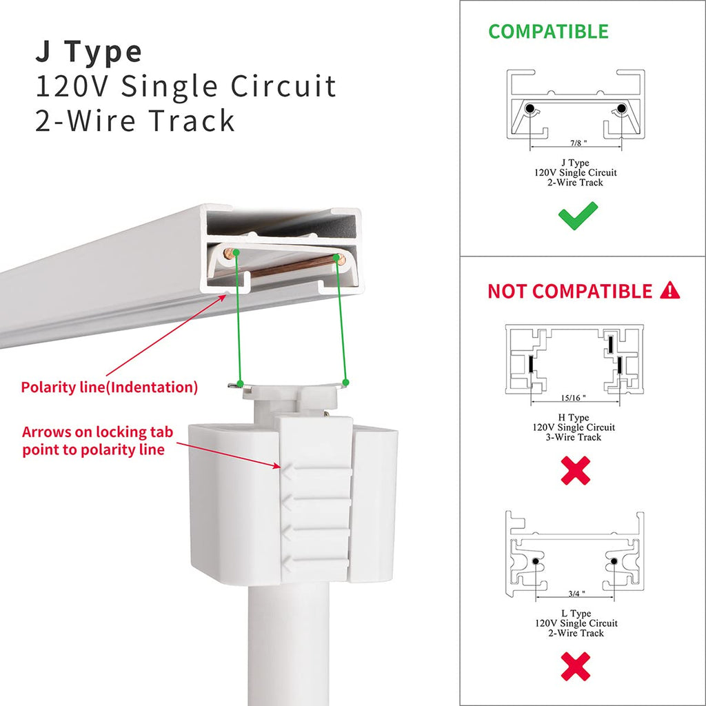 J Type Track Lighting Head to E26 Medium Screw Base Adapter Light Direction Adjustable Pack of 3 (White)