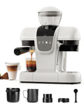 Semi-Automatic Espresso Machine with Grinder & Steam Wand,White