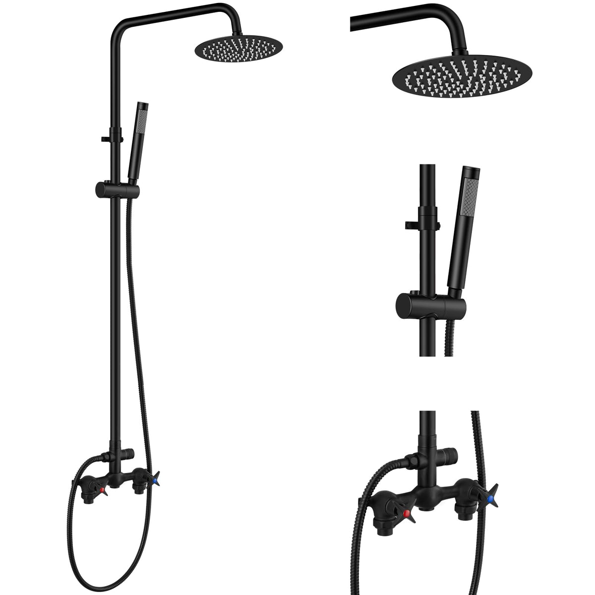 Outdoor Shower Kit 8 Inch Head with Handheld,Matte Black
