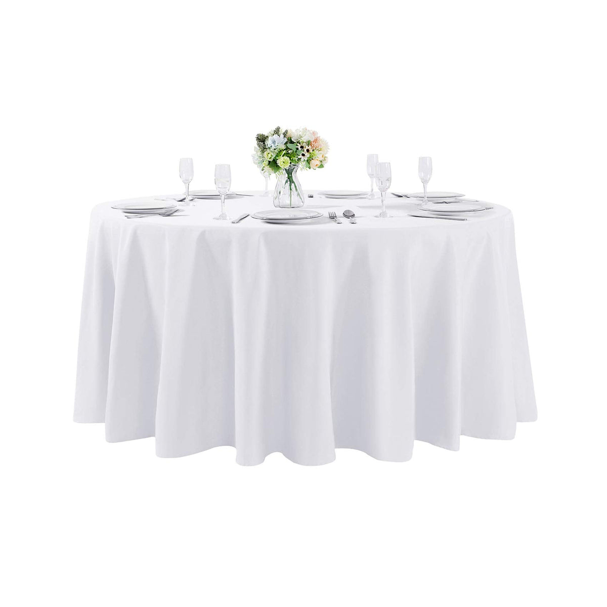 120 inch Round Tablecloth Washable Polyester Table Cloth Decorative Table Cover for Wedding Party Dining Banquet (120