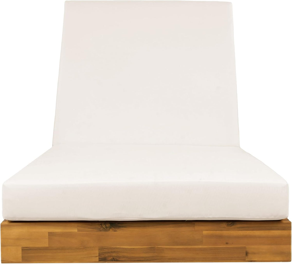 4-Pack Acacia Wood Chaise Lounge Chair, Teak Finish Outdoor Recliner, Cream Cushion, Heavy Duty 300 lbs Each, 79.6" x