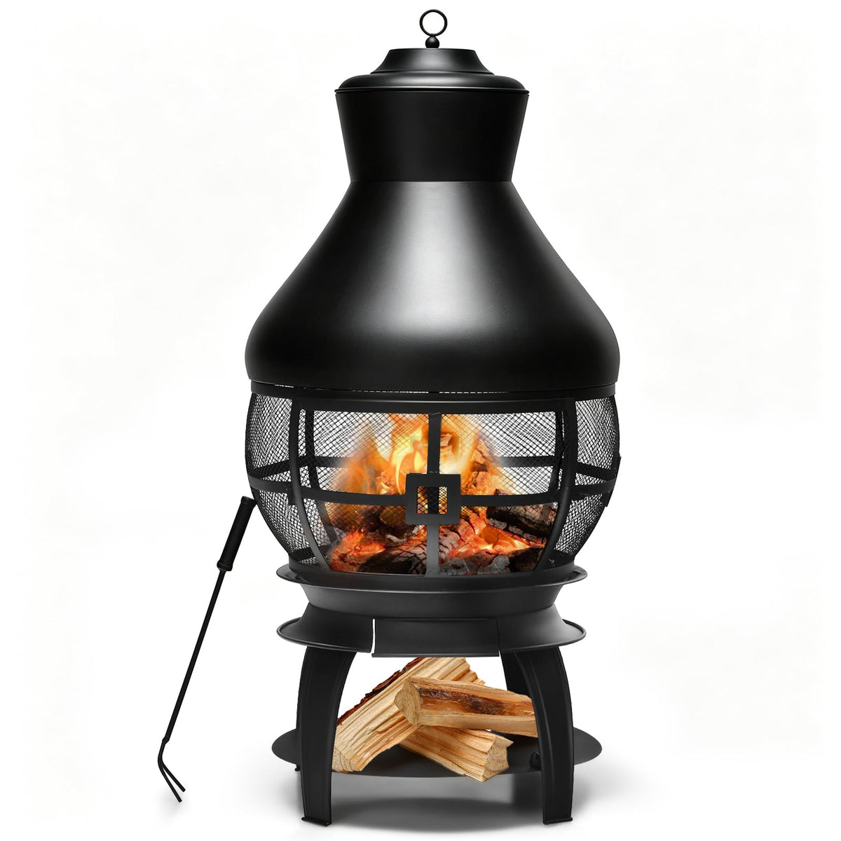 Wood Burning Chiminea, Heavy Duty Fireplace Chiminea