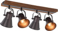 Farmhouse Wood Track Lighting with Dark Brown Metal Shades