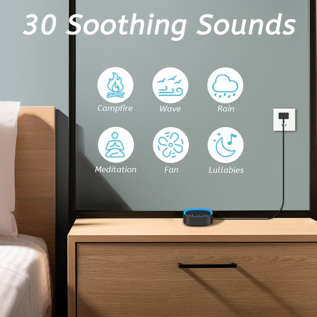 Sleep White Noise Sound Machines with 30 3.5 mm Headphone Jack 5 Timer Settings 32 Precise Volume Memory Function