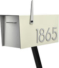 Contemporary Post-Mount Mailbox - Aluminum Ivory White Body with Aluminum Door, Numbers and Flag