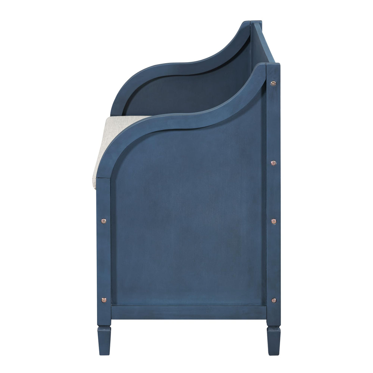 42" Rustic Storage Bench Entryway Bench Shoe Cabinet Ottoman (Antique Navy)
