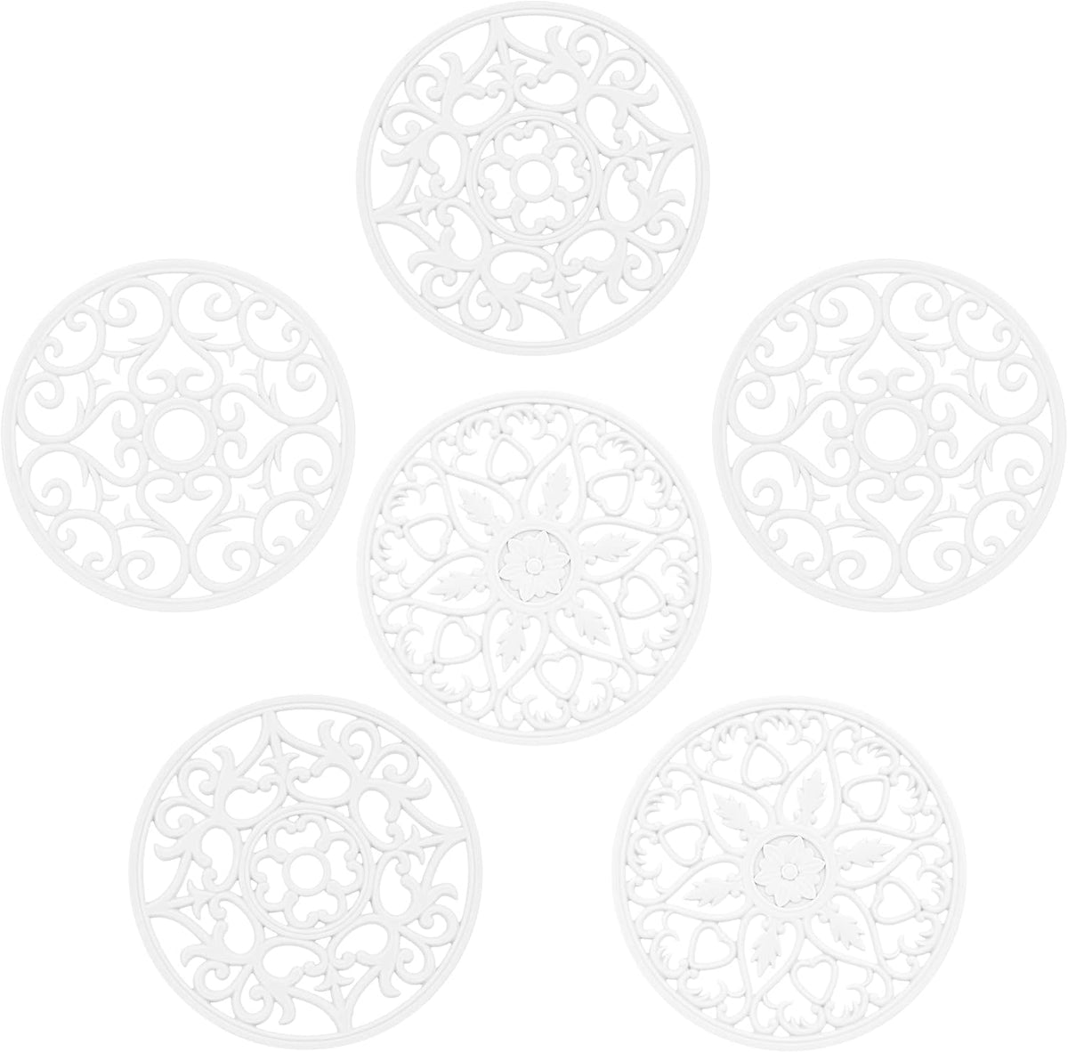 Tirvets for Hot Dishes, Silicone Trivet Hot Pads, Silicone Trivets for Hot Pots and Pans, Trivets for Quartz - Set of 6