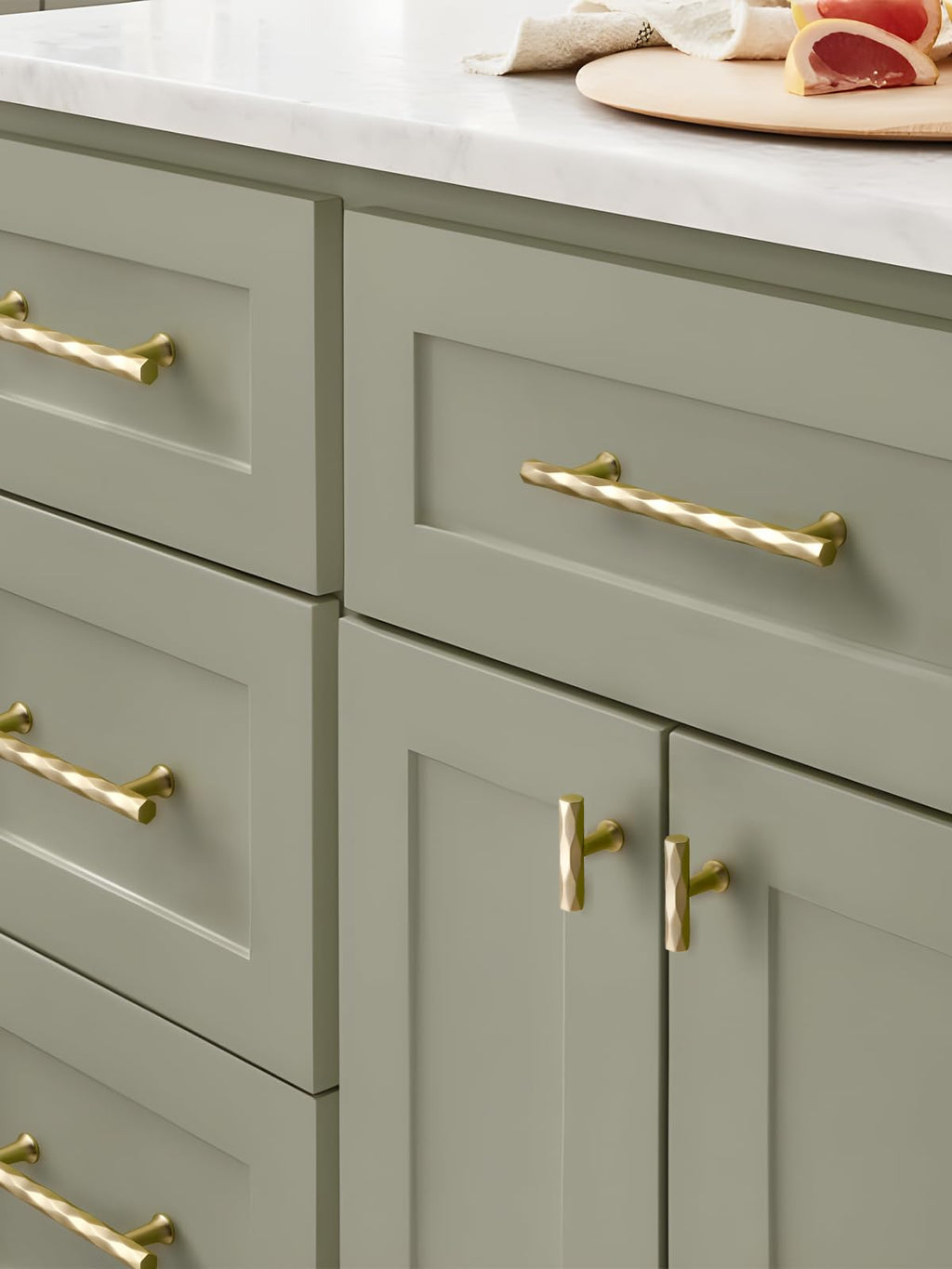 Cabinet Pulls Brushed Gold 7.56" Hole Center 5 Pack Hammered