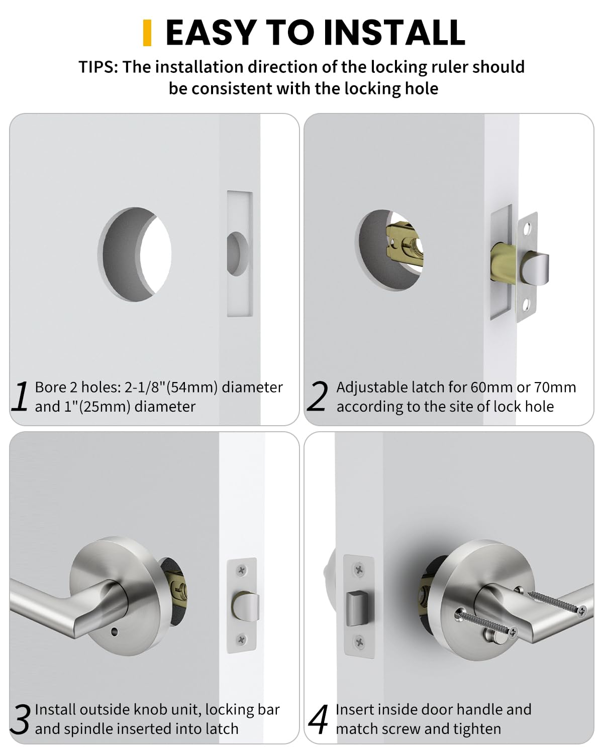 Brushed Nickel Door Handles Interior Privacy Door Handle 4 Pack