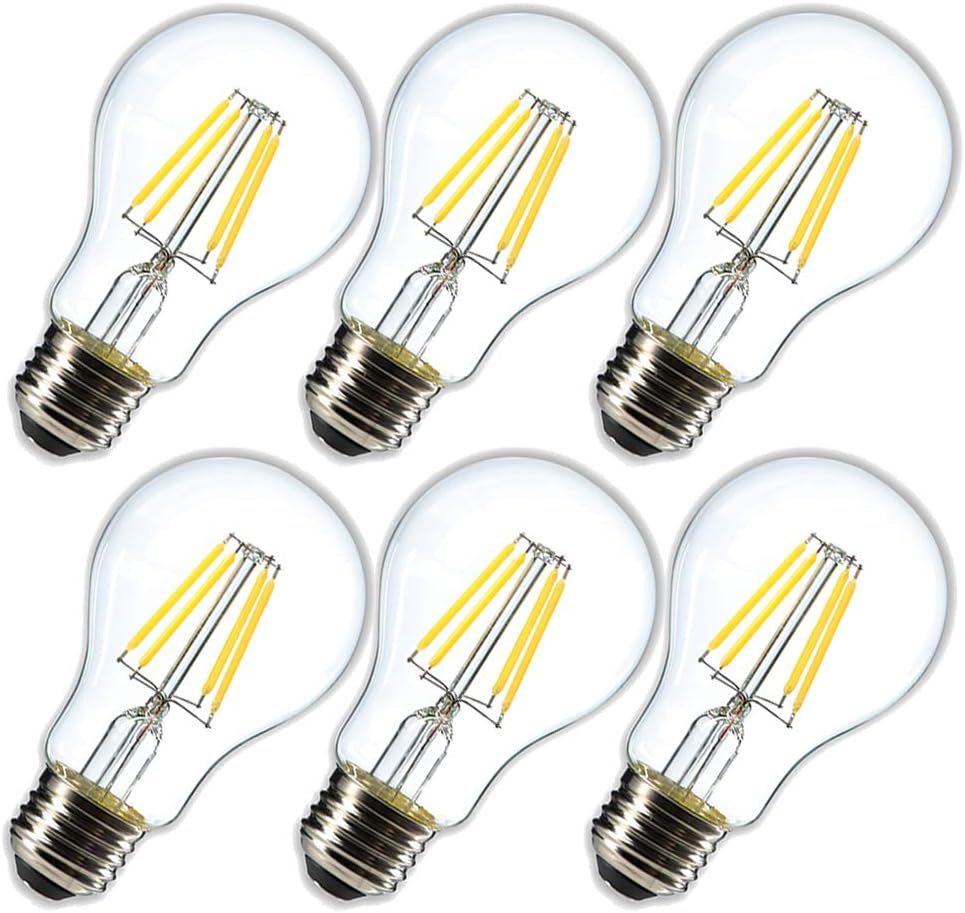 Dimmable 4W Vintage LED Filament Bulb 4000K Daylight White, Edison A19/A60 LED Light Bulbs, 40W Equivalent E26 Medium
