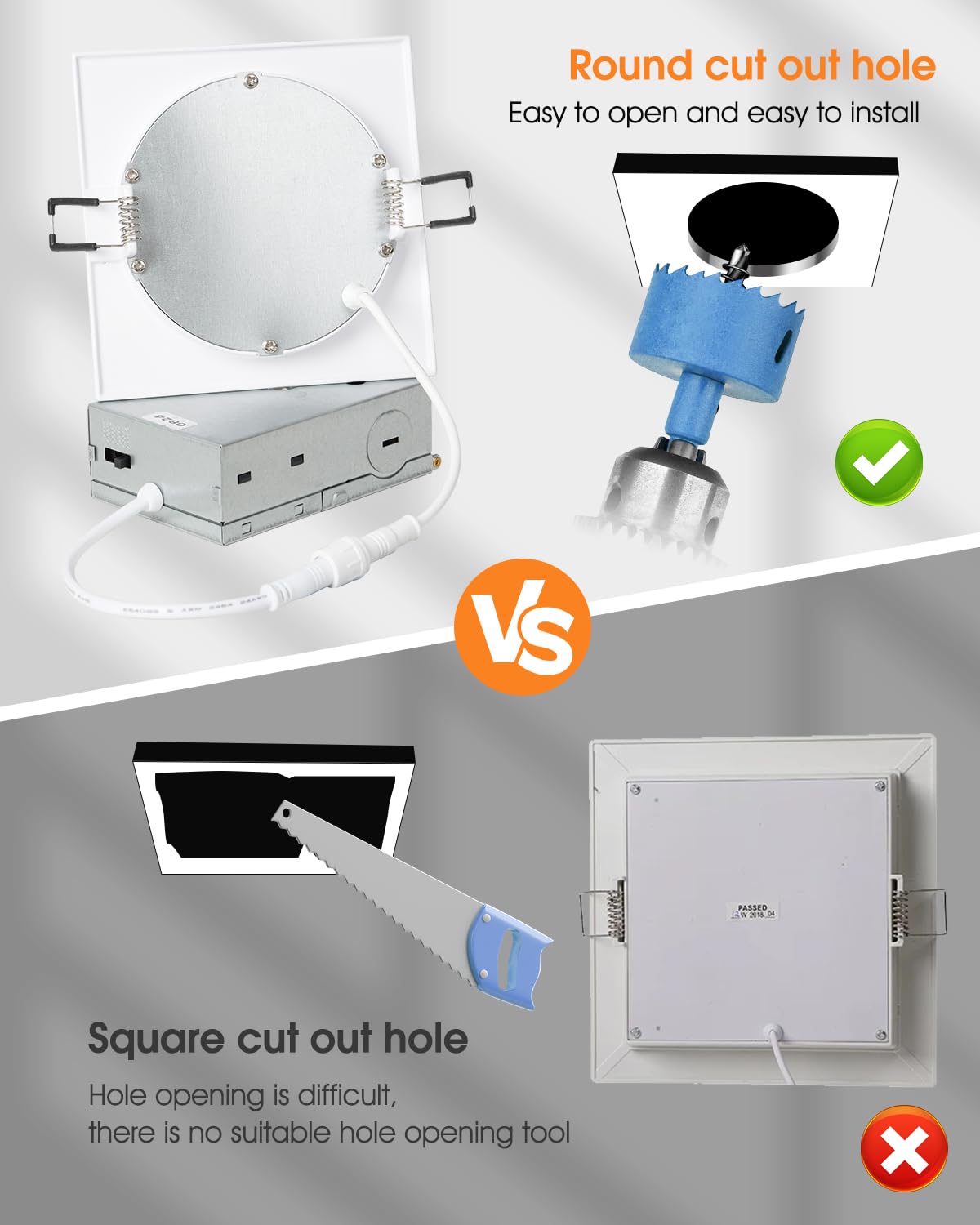 4-inch Square Recessed Lighting - Ultra Thin Dimmable Square LED Ceiling Light,5 Color Temperature