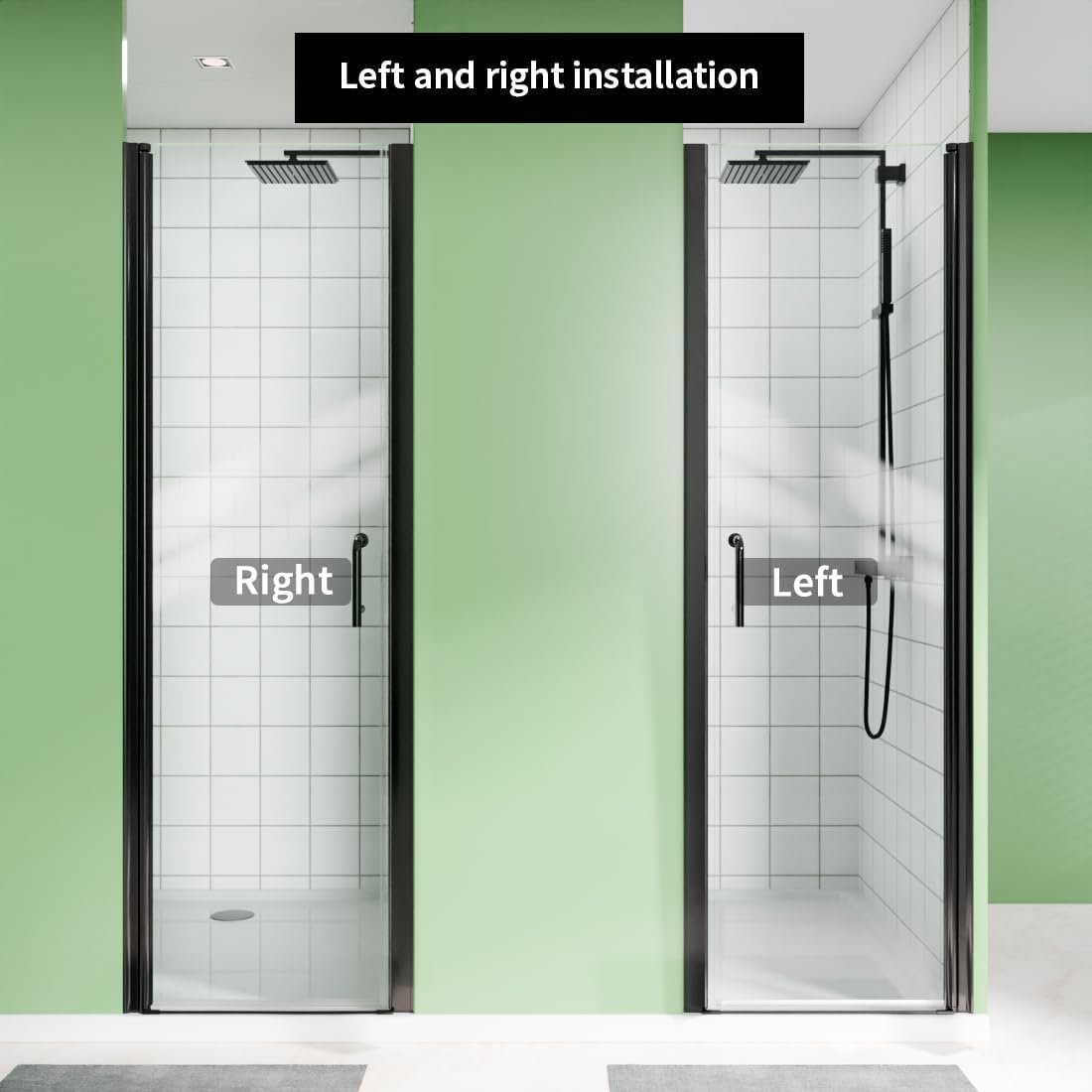24-26" W x 72" H Frameless Pivot Shower Door with Single 180° Swing Glass Door