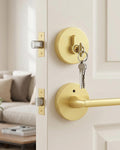 Matte Black Exterior Door Handle with Deadbolt and Privacy 1Pack