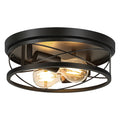 Farmhouse Lights, Black Industrial Flush Mount Ceiling Light