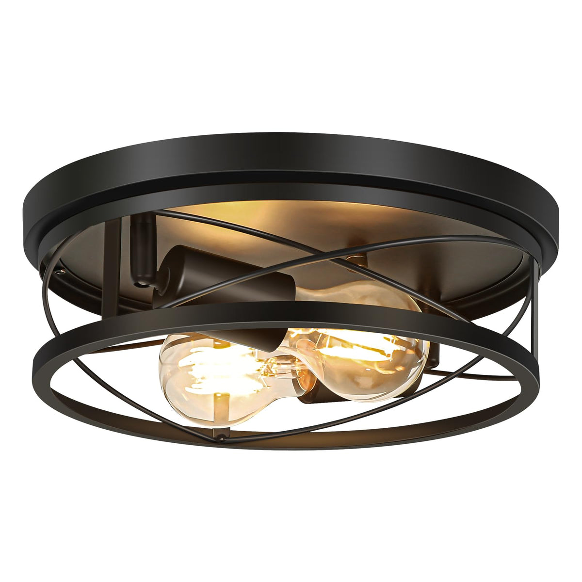 Farmhouse Lights, Black Industrial Flush Mount Ceiling Light